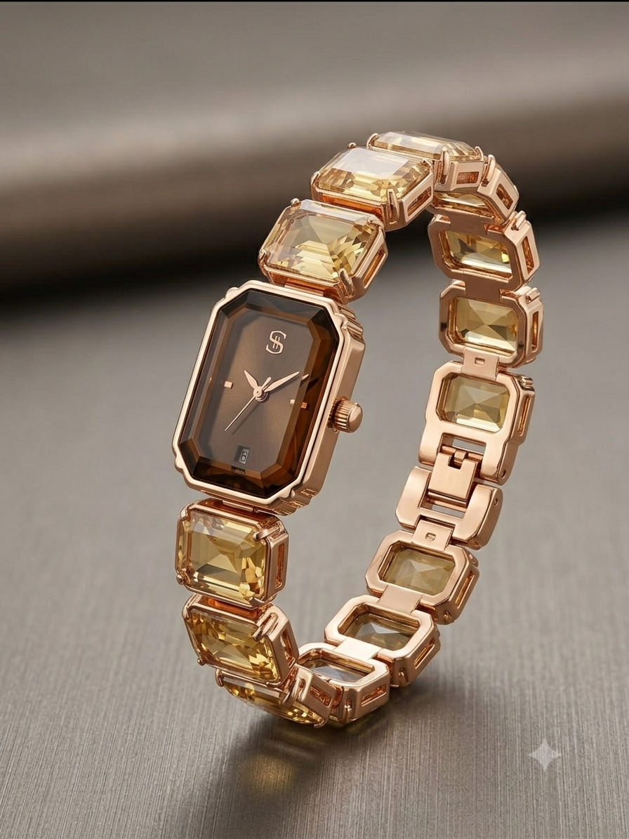 Smokey Obsidian Gemstone Quartz Watch