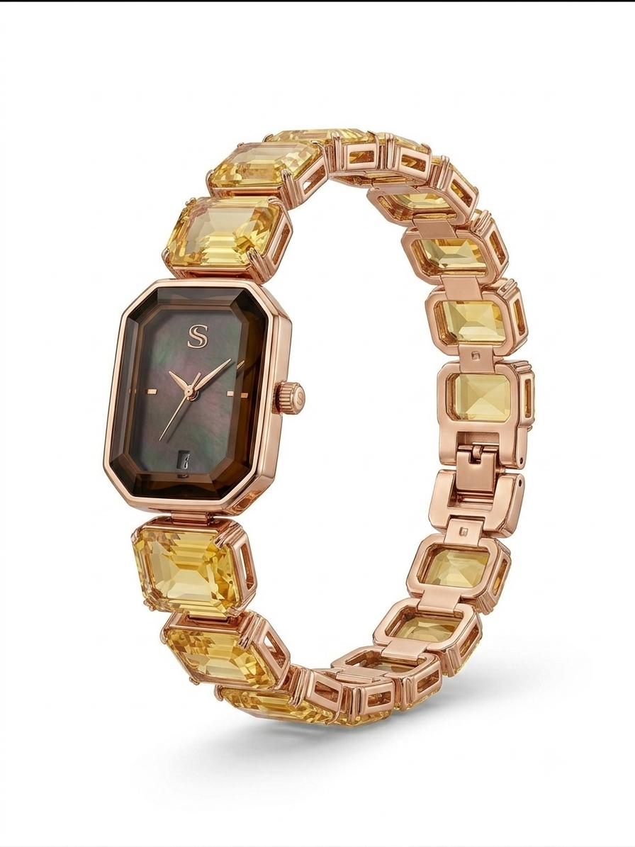 Smokey Obsidian Gemstone Quartz Watch