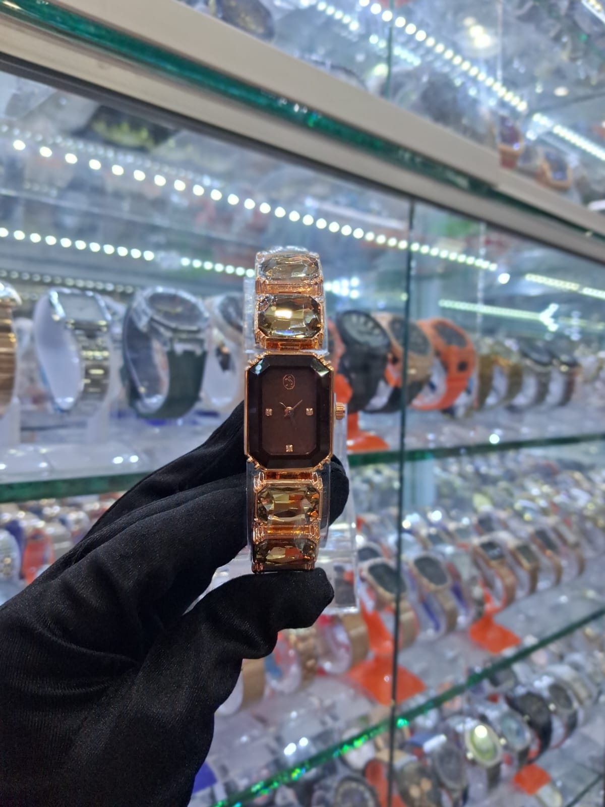 Smokey Obsidian Gemstone Quartz Watch