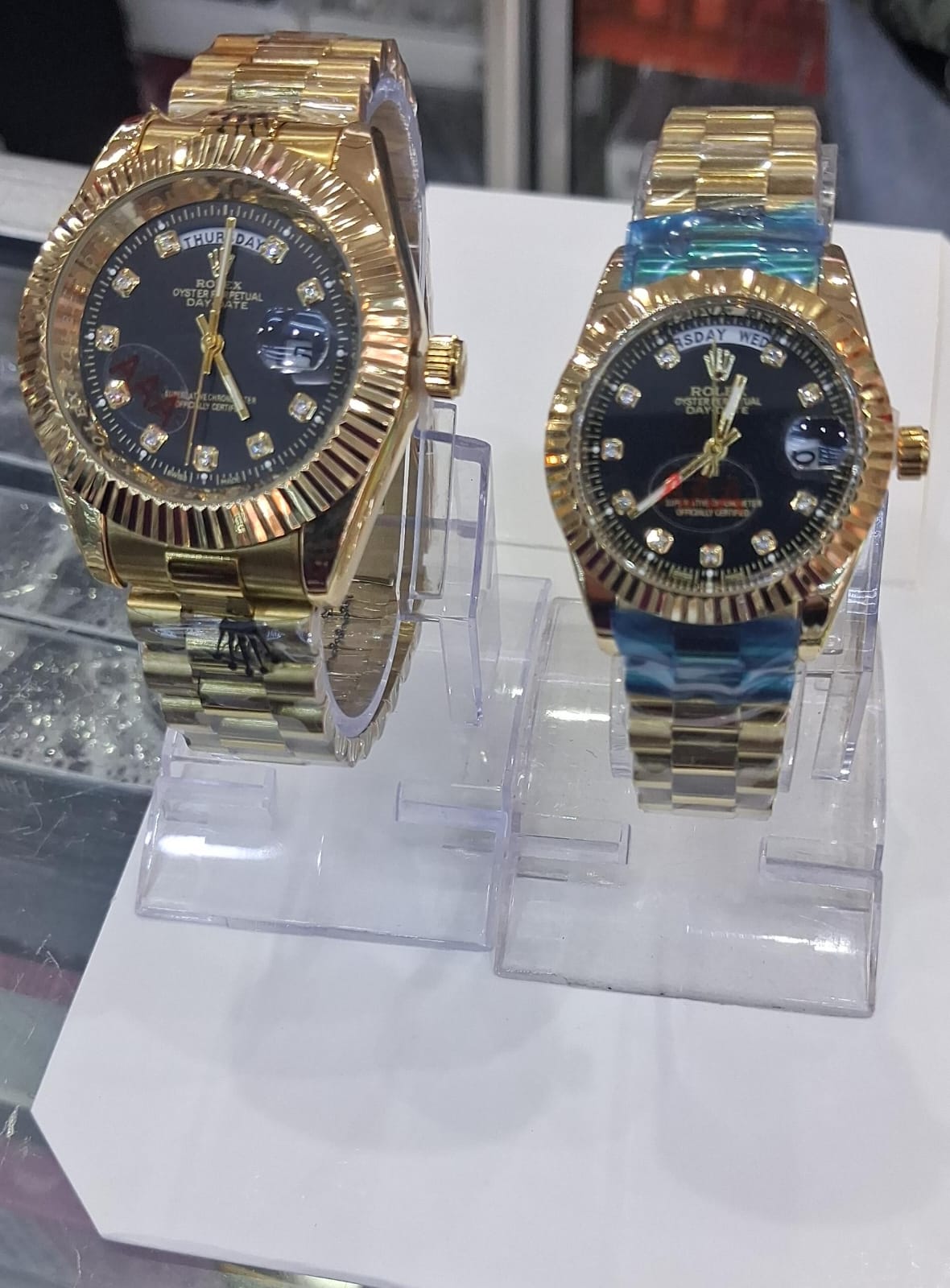 Gold & Black Tone Luxury Couple Watches